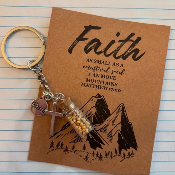 Accessories - Faith Mustard Seed Keychain with Mini Vial and Cross